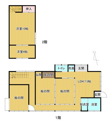串間市穂佐ヶ原（ほさがはる）2階建家屋の間取り