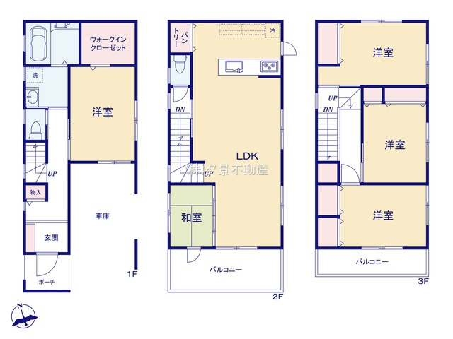 《仲介手数料無料》大宮区三橋１丁目328-3(B号棟)新築一戸建ての間取り