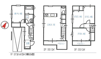 【間取り】 | 越谷市袋山　新築分譲住宅　全１棟