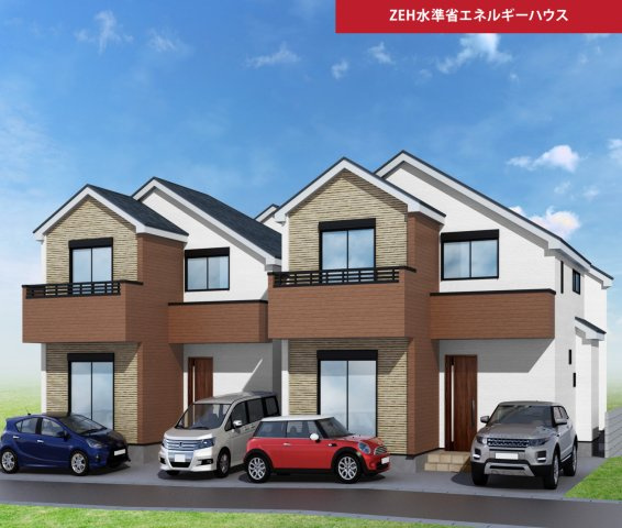 横浜市港南区東永谷3丁目 新築戸建て【仲介手数料無料】カースペース2台の外観パース