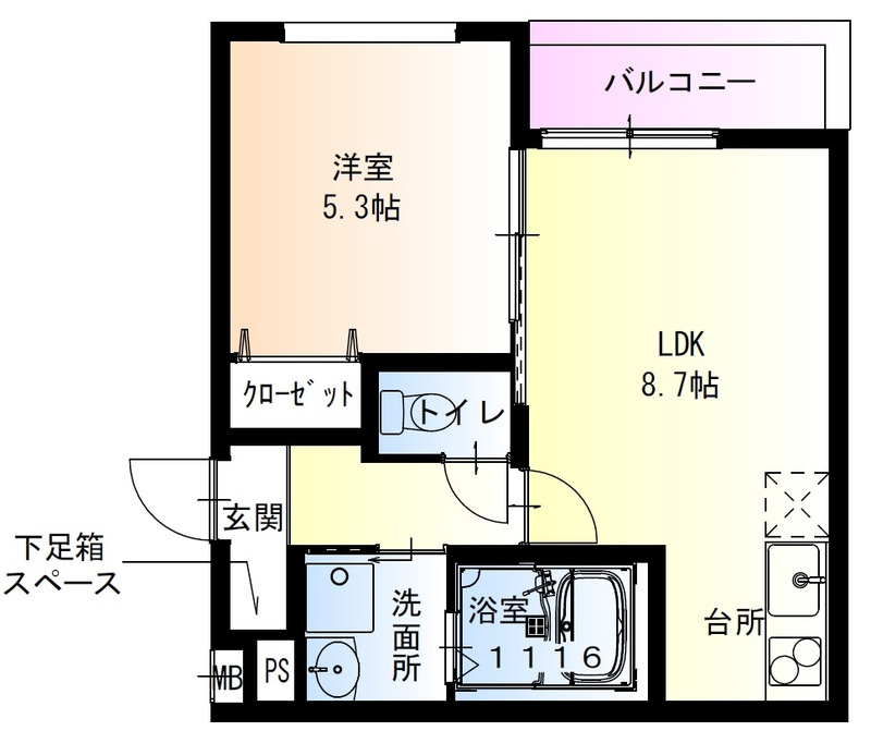 フジパレス我孫子西Ⅱ番館の間取り