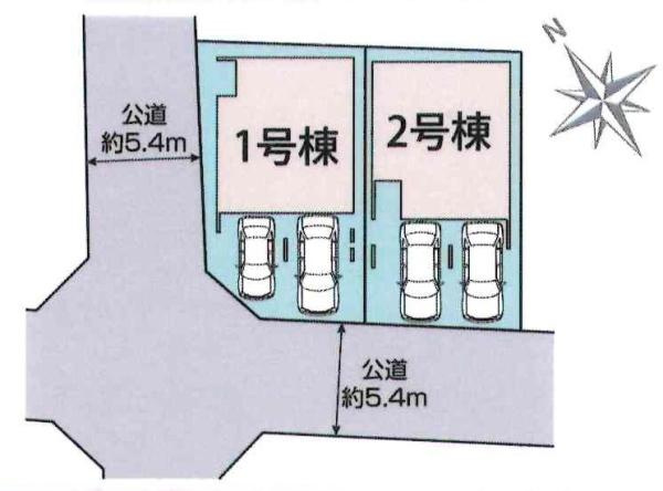 岡崎市羽根町陣場　全2棟・1号棟の区画図|1号棟です。
