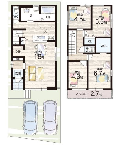 京都市伏見区淀生津町　第1期　新築一戸建ての間取り|1区画