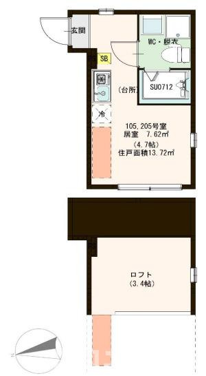 板橋区三園１丁目のアパートの間取り