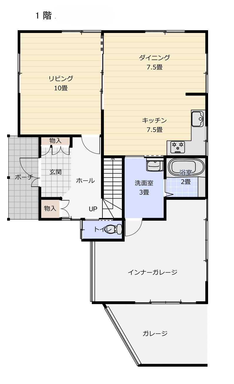 米沢市駅前４丁目　２階建て中古住宅の間取り|１階