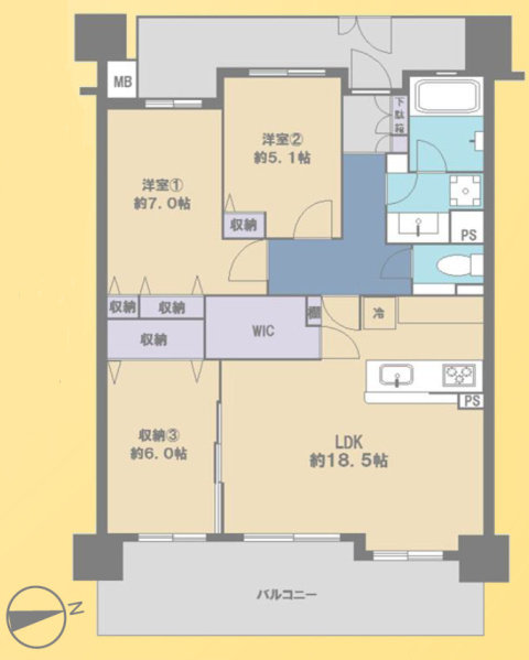 グランセリーナの間取り|3LDK、価格4680万円、専有面積80.57m²、バルコニー面積15.42m²