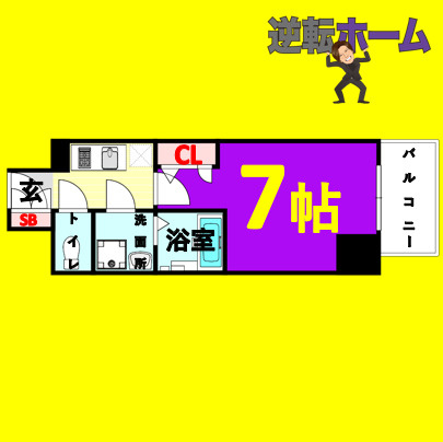 エスリード桜山ル・ヴェール　名古屋市賃貸　仲介手数料無料の間取り