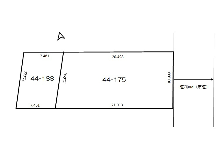 緑ヶ岡6丁目売り土地（解体更地渡し）の土地図