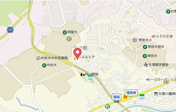 祝　成約済み　ドラゴンマンション多摩学園都市　伍番館　八王子市　中古マンションの地図|～仲介手数料無料☆八王子ひなた不動産～ドラゴンマンション多摩学園都市伍番館