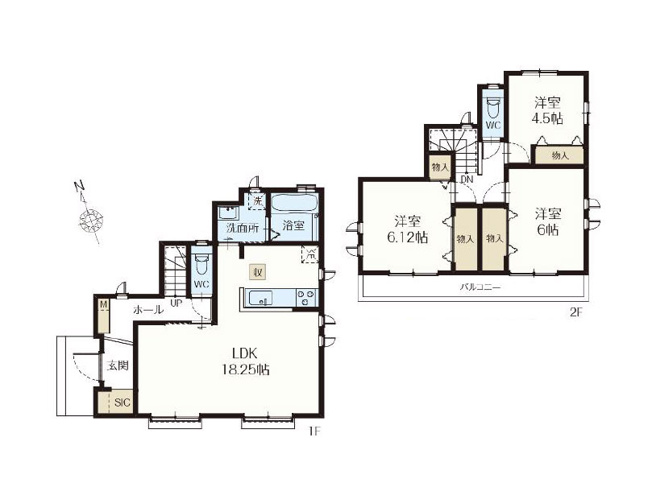 【間取り】 | 新座市栗原1丁目　新築一戸建住宅　全4棟　(保谷店) | A号棟/水回りを集中させ、生活動線に配慮した間取り。SICや各居室の収納で物もスッキリと片付きやすいです。
