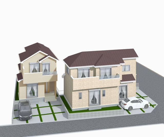 名古屋市中川区服部４丁目の新築一戸建の外観パース|完成予想パース 