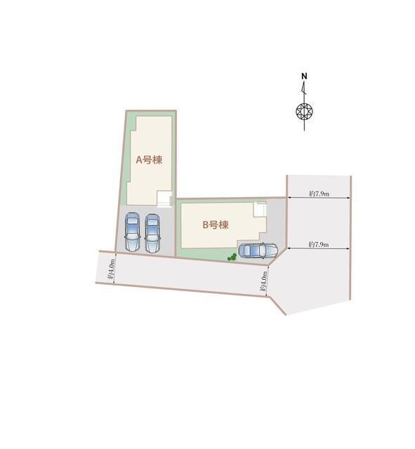 名古屋市中川区服部４丁目の新築一戸建の区画図|全体区画図 