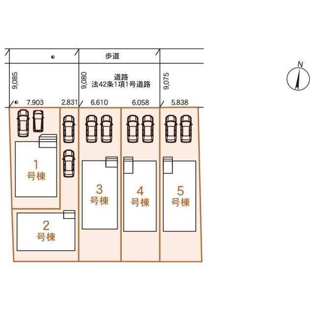 名古屋市南区中割町４丁目の新築一戸建の区画図| 