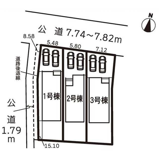 名古屋市中川区万場３丁目の新築一戸建の区画図| 