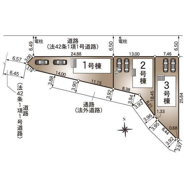 名古屋市中川区水里５丁目の新築一戸建の区画図| 