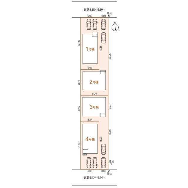名古屋市北区上飯田南町２丁目の新築一戸建の区画図| 