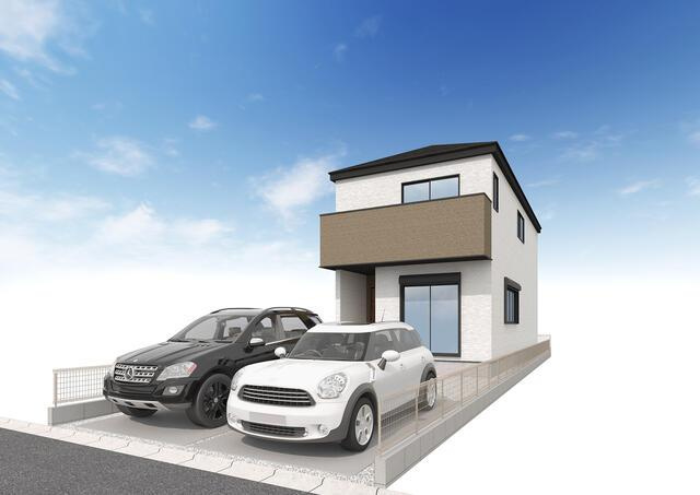 名古屋市千種区萱場２丁目の新築一戸建の外観パース| 