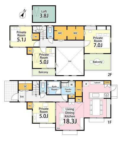 練馬区北町5丁目　土地51坪超　自然×利便　限定1区画の参考プラン|4LDK+SIC+2WIC+2パントリー+小屋裏収納　敷地面積 171.40ｍ2　建物面積 107.70ｍ2