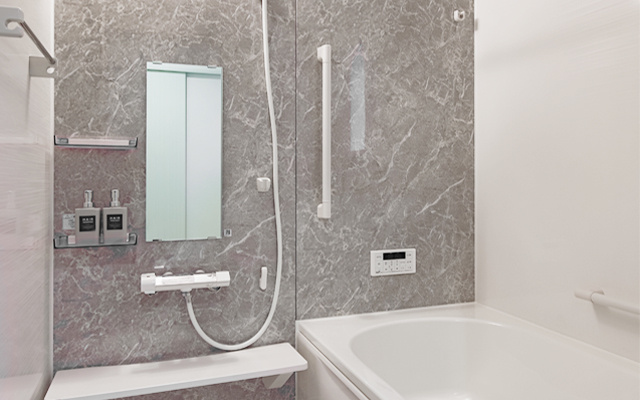 アイタウン前橋市石倉町1丁目　新築住宅の浴室|1坪タイプのフルオートバス！足を延ばして入れる広さなので一日の疲れも癒されますよ♪
室内物干しや浴室乾燥機もあるのでお天気の悪い日にはランドリースペースとしてもご利用できます！