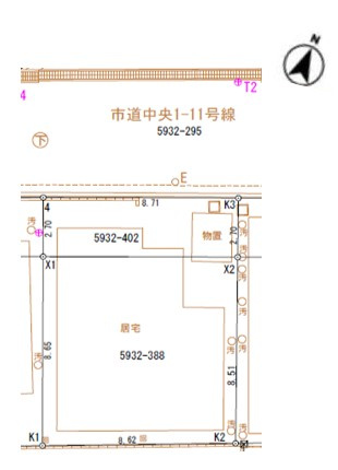 中央区水道町1丁目　土地の土地図
