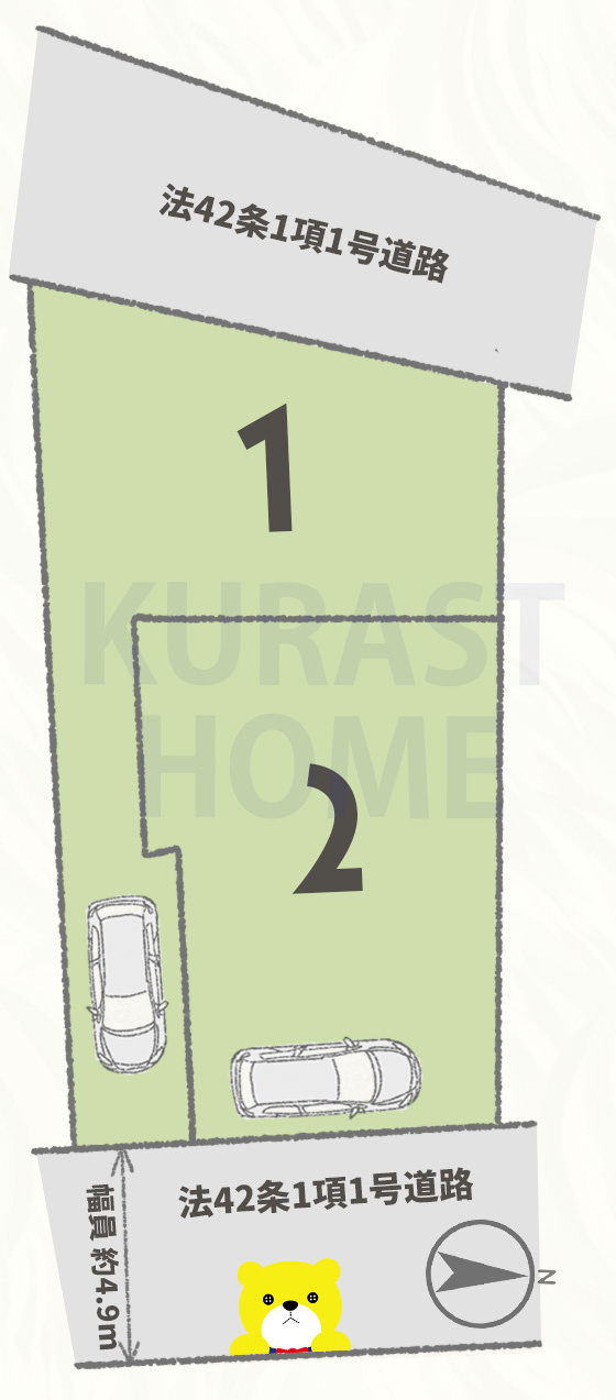 長岡京市滝ノ町2丁目　新築戸建の区画図