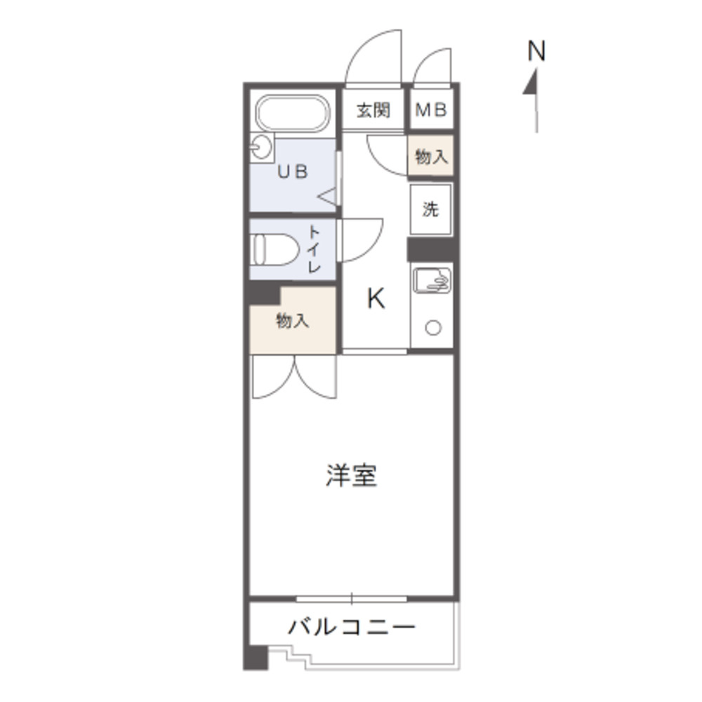 アルファ西古松の間取り|専有面積：２４．１６㎡の１Ｋのお部屋になります。
