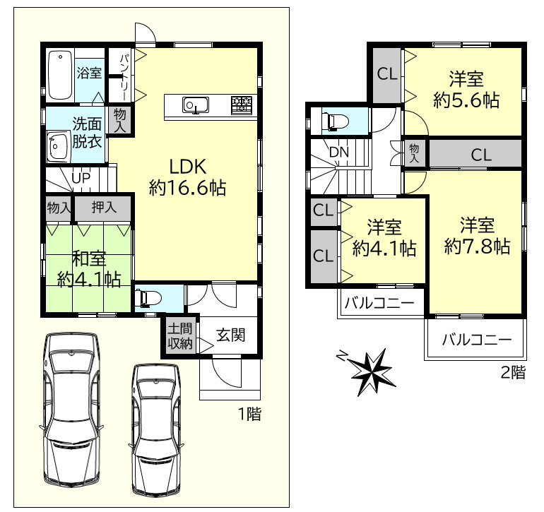 明石市朝霧町３丁目戸建の間取り