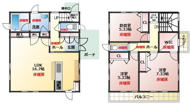 久喜市間鎌　中古一戸建て　の間取り|楽器や録音・録画、テレワークに大活躍！防音室完備の珍しいお住まい♪