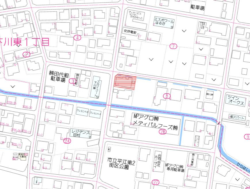 都城市下川東１丁目の売地の土地図