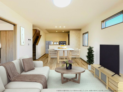 【居間・リビング】 | 【LDK　CG家具設置イメージ】
※画像に含まれる家具家電はCGで作成したイメージです。実際の物件には付帯しません。