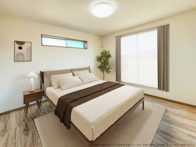 【寝室】 | 【主寝室　CG家具設置イメージ】
※画像に含まれる家具家電はCGで作成したイメージです。実際の物件には付帯しません。