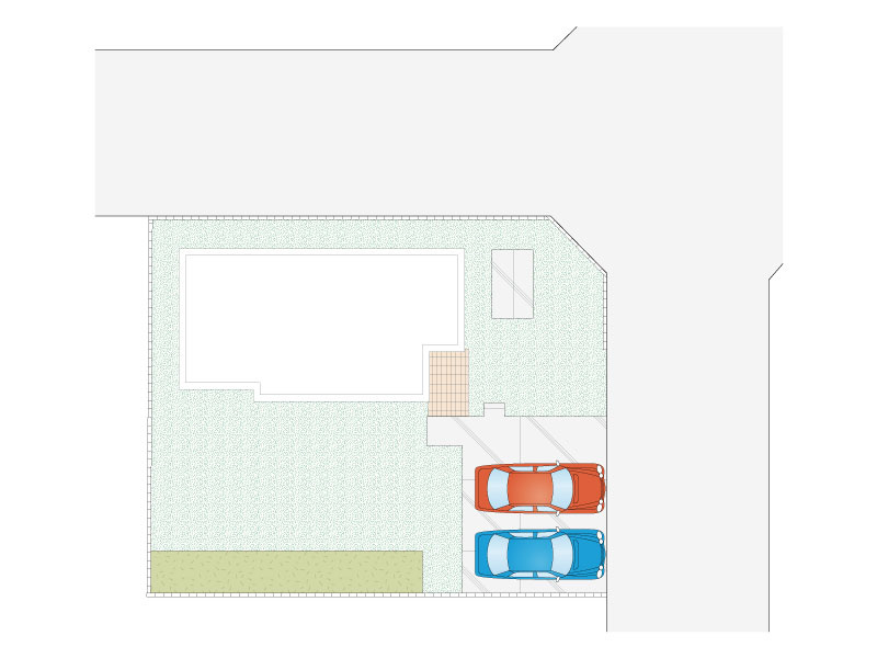 【区画図】閑静な住宅地で見通しの良い道路です。安心して駐車できます。