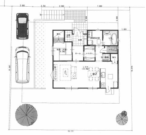 【間取り】 | 宗像市広陵台３丁目 | 玄関から階段側へウォークスルークローゼットあり。
生活動線をスムーズに空間を有効活用できます◎