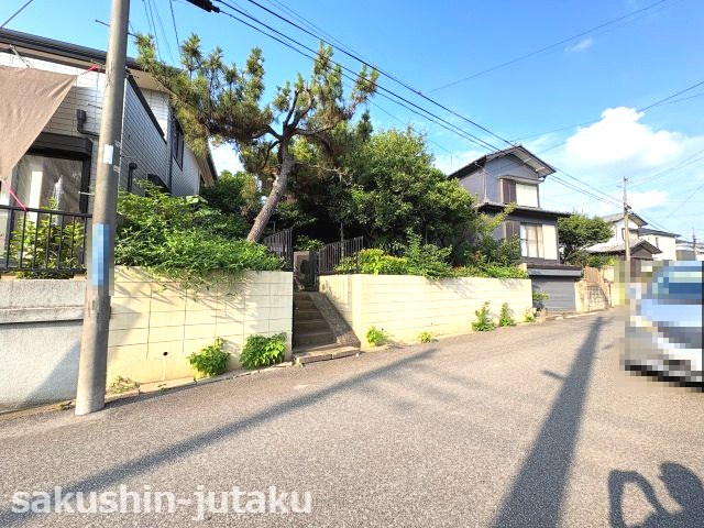 藤崎３丁目　売地の前面道路含む現地写真|藤崎３丁目　売地　約57坪　解体更地渡し　確定測量実施予定　建築条件なし　南側６ｍ公道面　