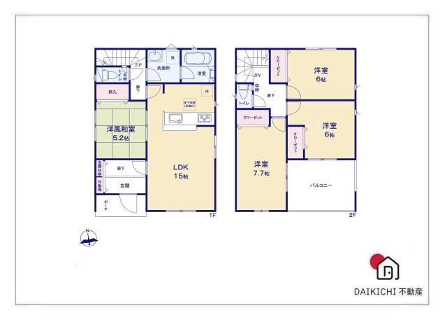 【間取り】 | 深谷市武蔵野第2　クレイドルガーデン　新築戸建　全3棟　1号棟 | 1号棟