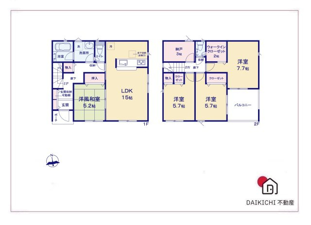 【間取り】 | 深谷市武蔵野第2　クレイドルガーデン　新築戸建　全3棟　2号棟 | 2号棟