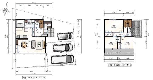 いの町枝川　新築戸建の間取り|建物面積　87.77㎡（約26.54坪）