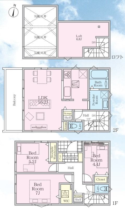 茅ケ崎白浜町　新築戸建ての間取り