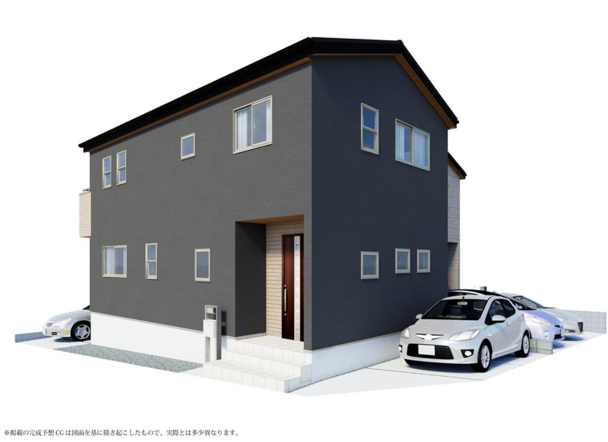 横浜市戸塚区戸塚町　新築戸建て【仲介手数料無料】カースペース2台の外観パース