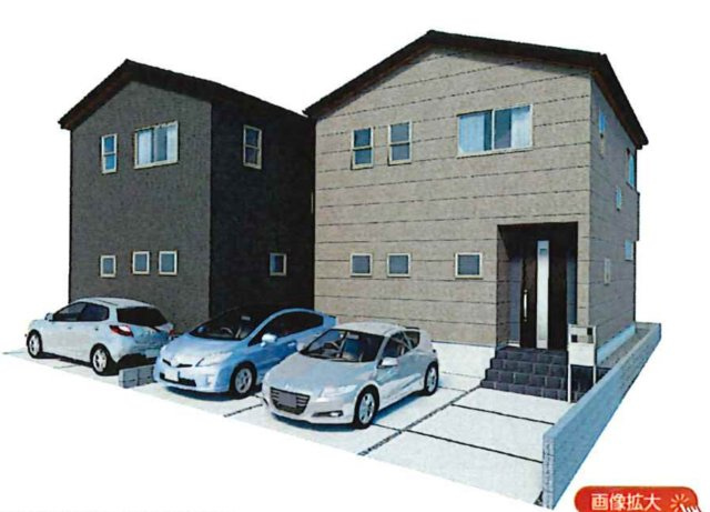 横浜市戸塚区戸塚町　新築戸建て【仲介手数料無料】カースペース2台の外観パース