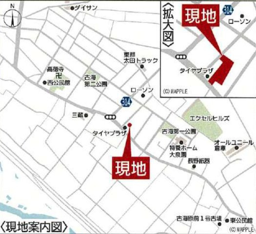 新築戸建・新築建売　大泉町古海第10　制振装置SAFE365搭載　南小・南中の地図