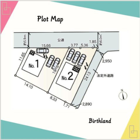 新築戸建・新築建売　桐生市境野町7丁目　制震装置「SAFE365」　境野小・境野中の区画図|2号棟　区画図