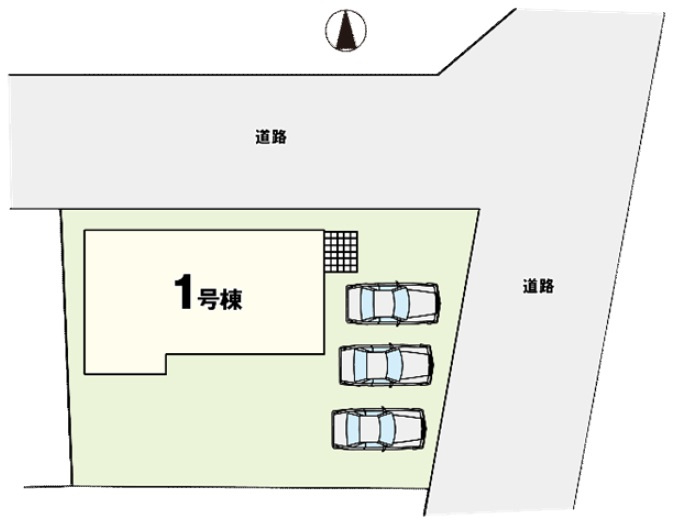 新築戸建・建売　伊勢崎市長沼町13期　KEIAI　全1棟の区画図|駐車スペース3台可能！