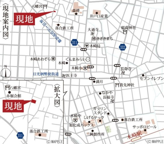 新築戸建・建売　太田市第1新田赤堀町　Livele Garden　全2棟の地図