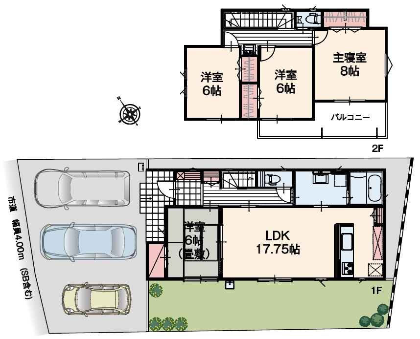 熊谷市上之　AiTOWN　全1邸の間取り|■駐車スペース3台可能！