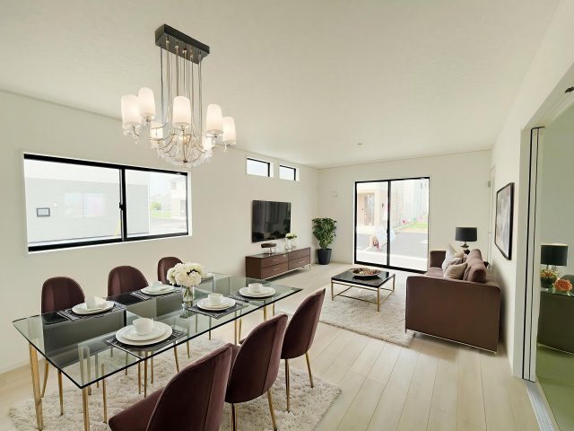 新築戸建・建売　上里町勅使河原第17　Cradle Garden　全7棟の居間・リビング|画像はAI加工による演出で、実際の家具は付きません。