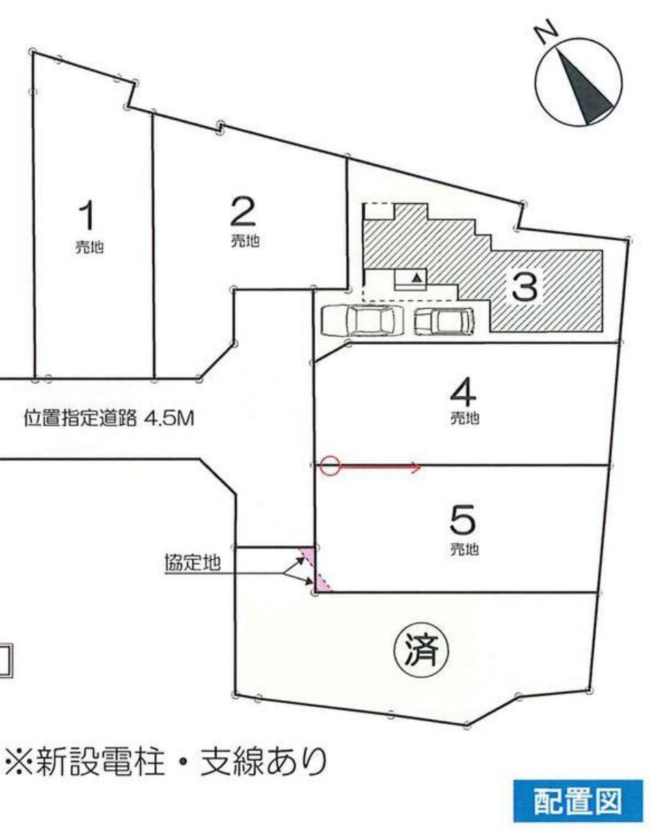 横浜市鶴見区北寺尾5丁目 新築戸建て【仲介手数料無料】カースペース2台の区画図