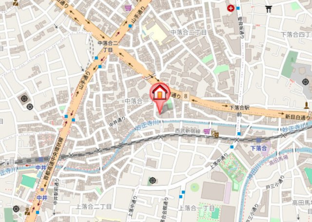 新宿区中落合１丁目の賃貸マンションの地図
