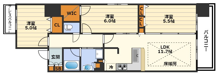 アーバネックス同心Ⅱの間取り