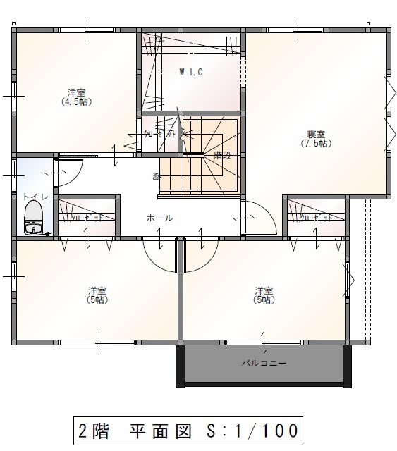 石崎三丁目の区画図|【2号棟】2階間取図：54.24㎡
